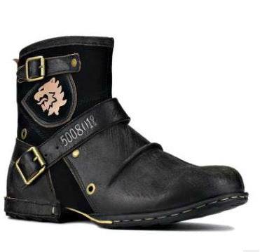 Men's Retro Leather Boots – Classic Round Toe Style - Pasha