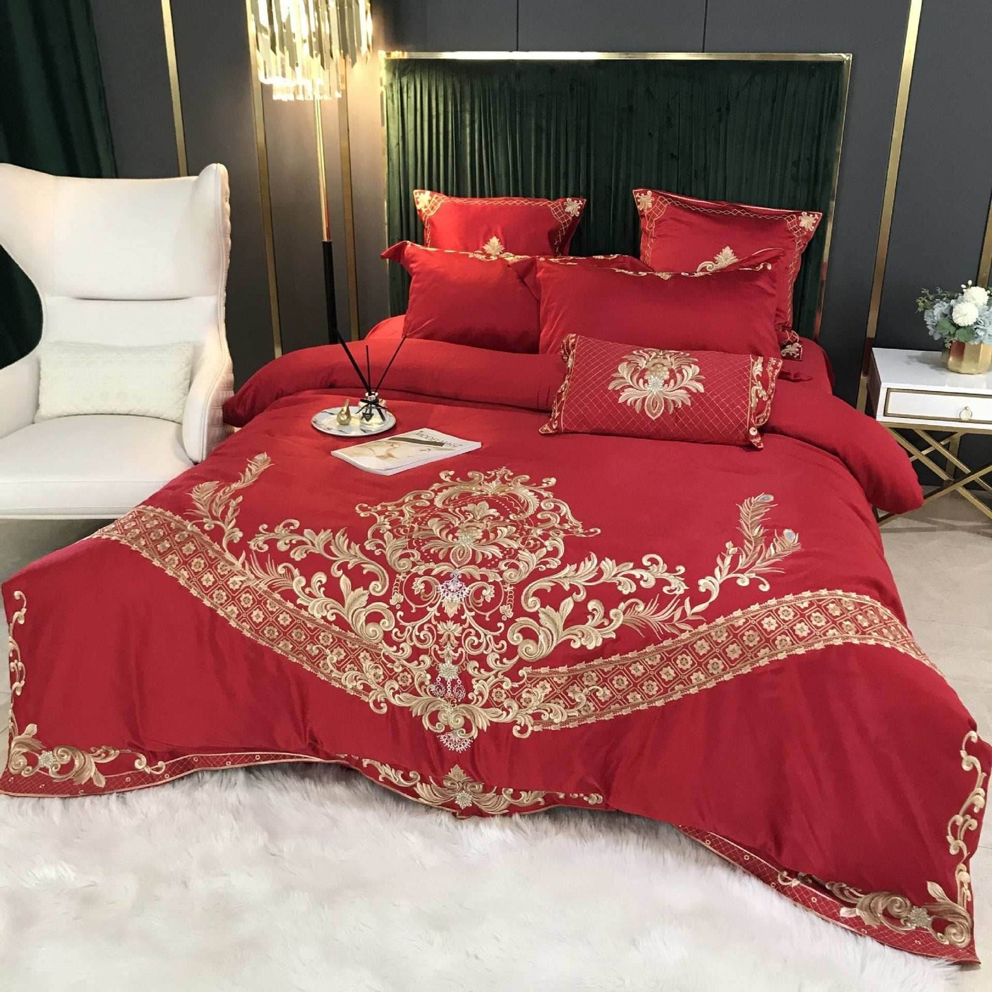 Ice Silk Embroidered Bedding Set – Personalized & Cool - Pasha