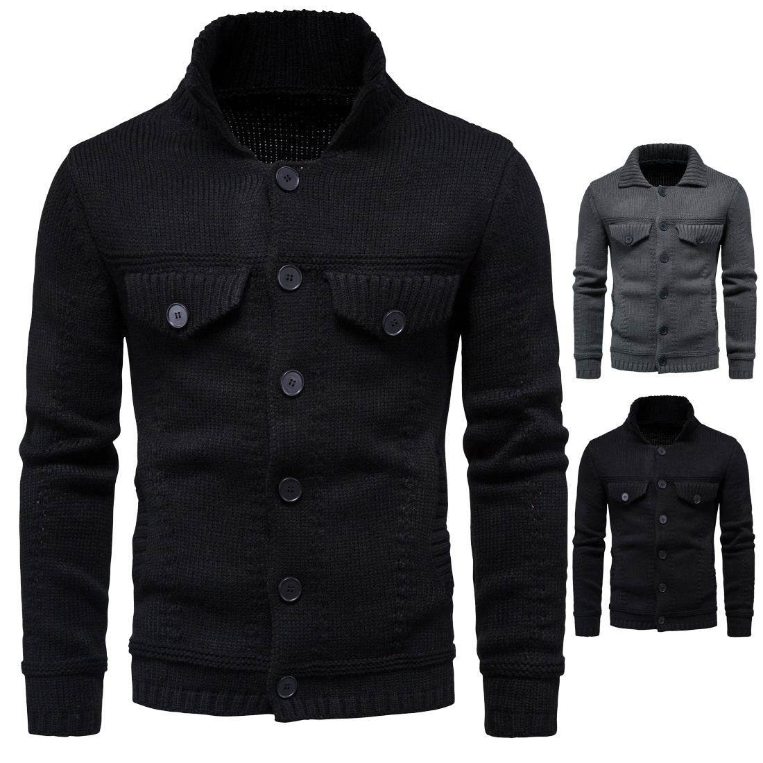 Men's Casual Knitwear Lapel Tooling Cardigan Sweater - Pasha