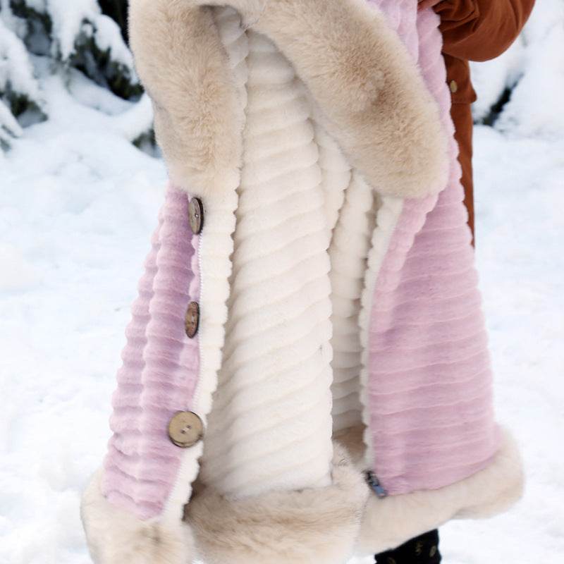 Girls Fashion Plush Warm Thickening Cloak – Stylish and Cozy Outerwear - Pasha
