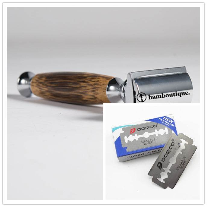 Natural Retro Bamboo Handle Double-Standard Single-Edged Safety Razor – Sustainable & Precise Shaving Experience - Pasha