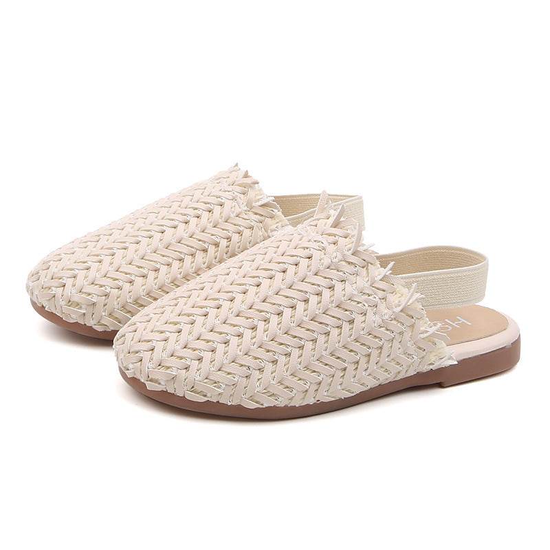 Girls Retro Casual Woven Sandals – Breathable and Non-Slip Sandals for Kids - Pasha