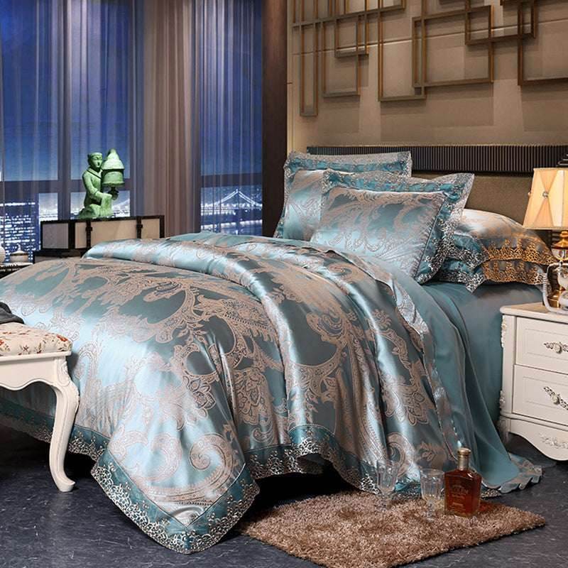 Jacquard Satin Bedding Set – European Style & Lace - Pasha