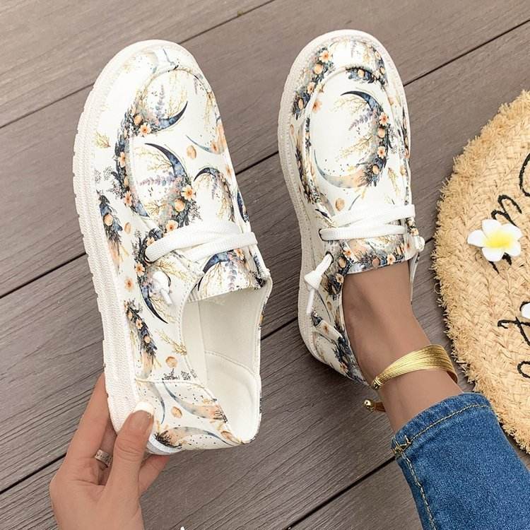 Flat Printed Canvas Shoes for women - Pasha