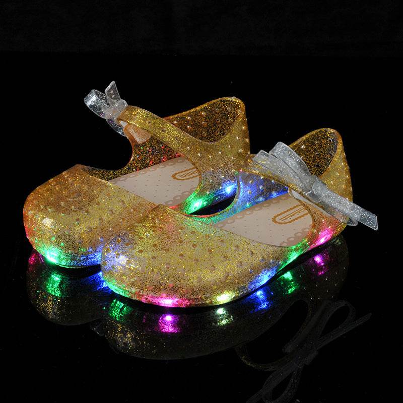 Baby Jelly Glow Shoes with Bow – Cute & Comfortable Toddler Hole Shoes with Velcro Fastening - Pasha