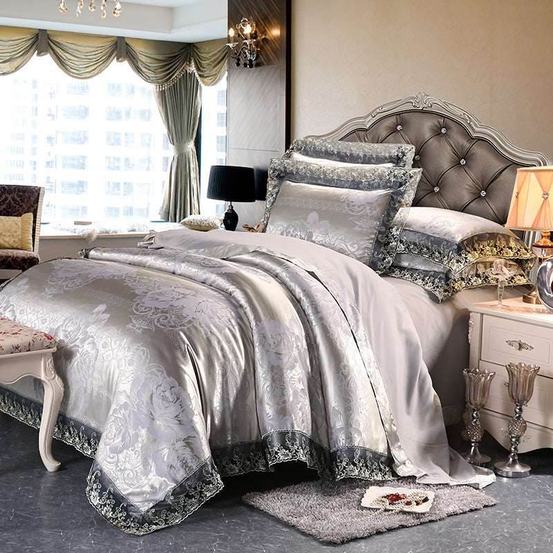 Jacquard Satin Bedding Set – European Style & Lace - Pasha
