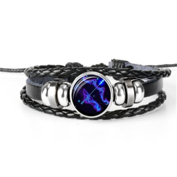 Stylish Constellation Bracelet – Faux Leather Zodiac Charm Wristband - Pasha