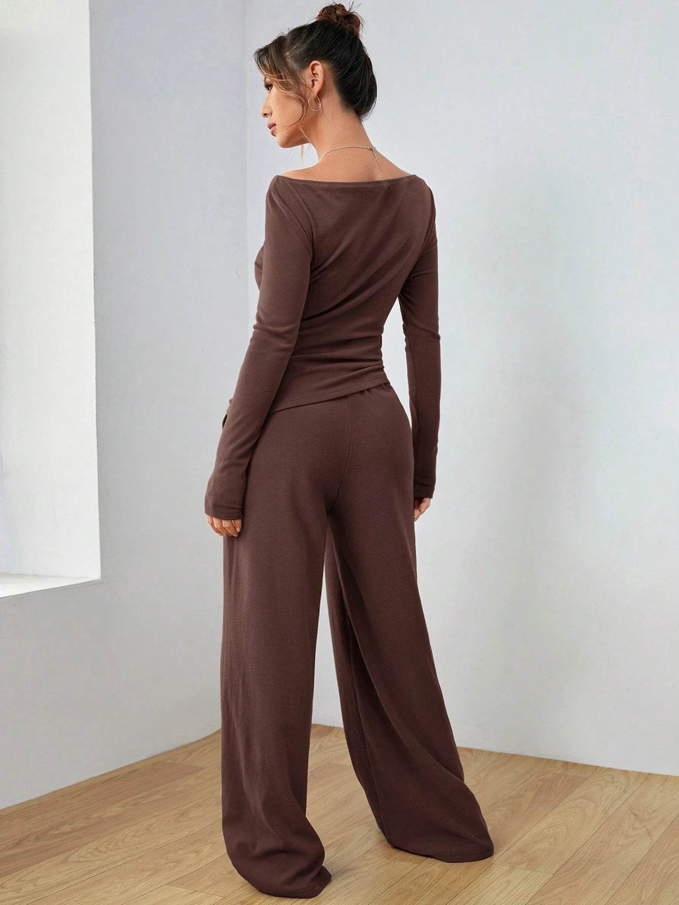 Women´s irregular casual long sleeve jumpsuit-asymmetric and modern touch - Pasha