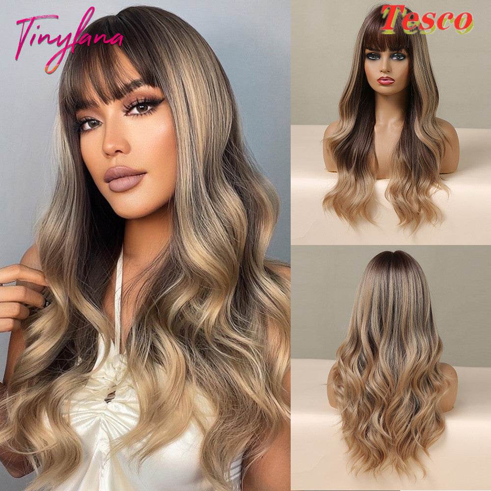Heat-Resistant Wavy Black Wig – Cute & Fringed Bangs - Pasha
