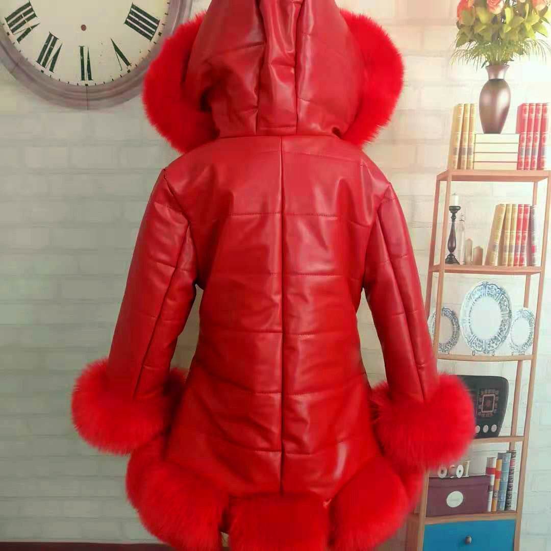 Girls Winter Mid-Length Padded Jacket – Retro Style, Cotton, Pink/Red/Black - Pasha