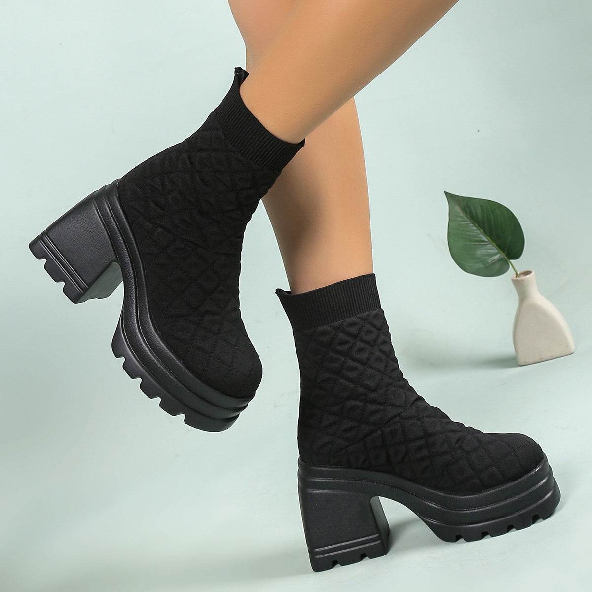 Retro Platform Ankle Boots with strech upper - Pasha