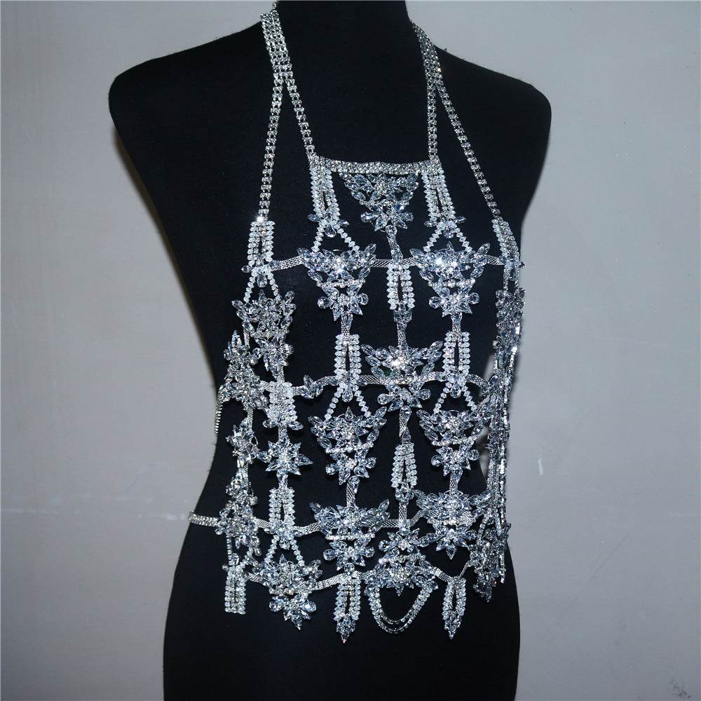 Luxury Full Zircon Body Chain Necklace for Women – Elegant Rhinestone Jewelry with Silver Plating - Pasha