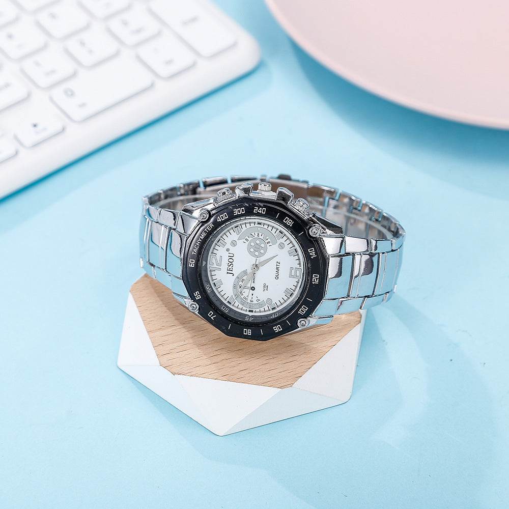 Elegant Men's Quartz Watch Gift Set - Durable Alloy Case & Stainless Steel Band - Pasha
