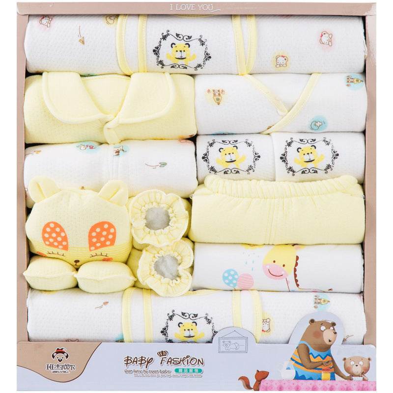 18-Piece Cotton Newborn Gift Set – Baby Clothing with Bibs, Hat, Gloves & More for New Parents - Pasha