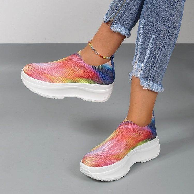 Extreme Printed Platform Color Gradient Flyknit Sneakers for women - Pasha