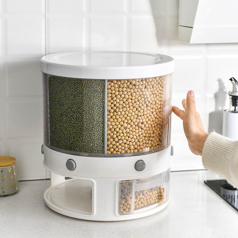 Eco-Friendly Rotary Grain Storage Box - Adjustable Food Container for Kitchen Organization - Pasha