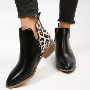 Women´s Leather Martin Boots with leopard print