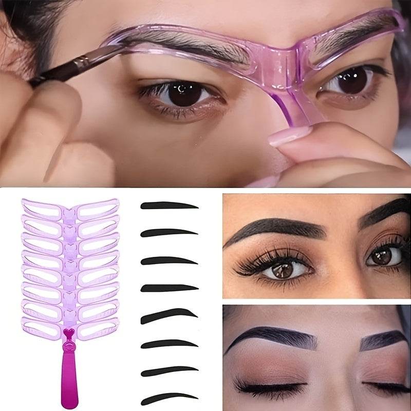 Eyebrow Stencil Shaping Kit – 8 Reusable Eyebrow Stencils with Grip - Pasha