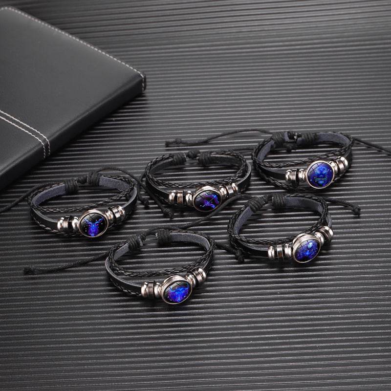 Stylish Constellation Bracelet – Faux Leather Zodiac Charm Wristband - Pasha