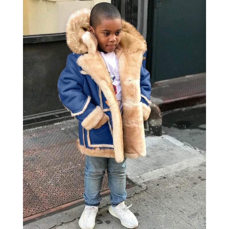 Boys Warm Faux Fur All-in-One Hoodie Jacket – Stylish & Warm Jacket for Kids - Pasha