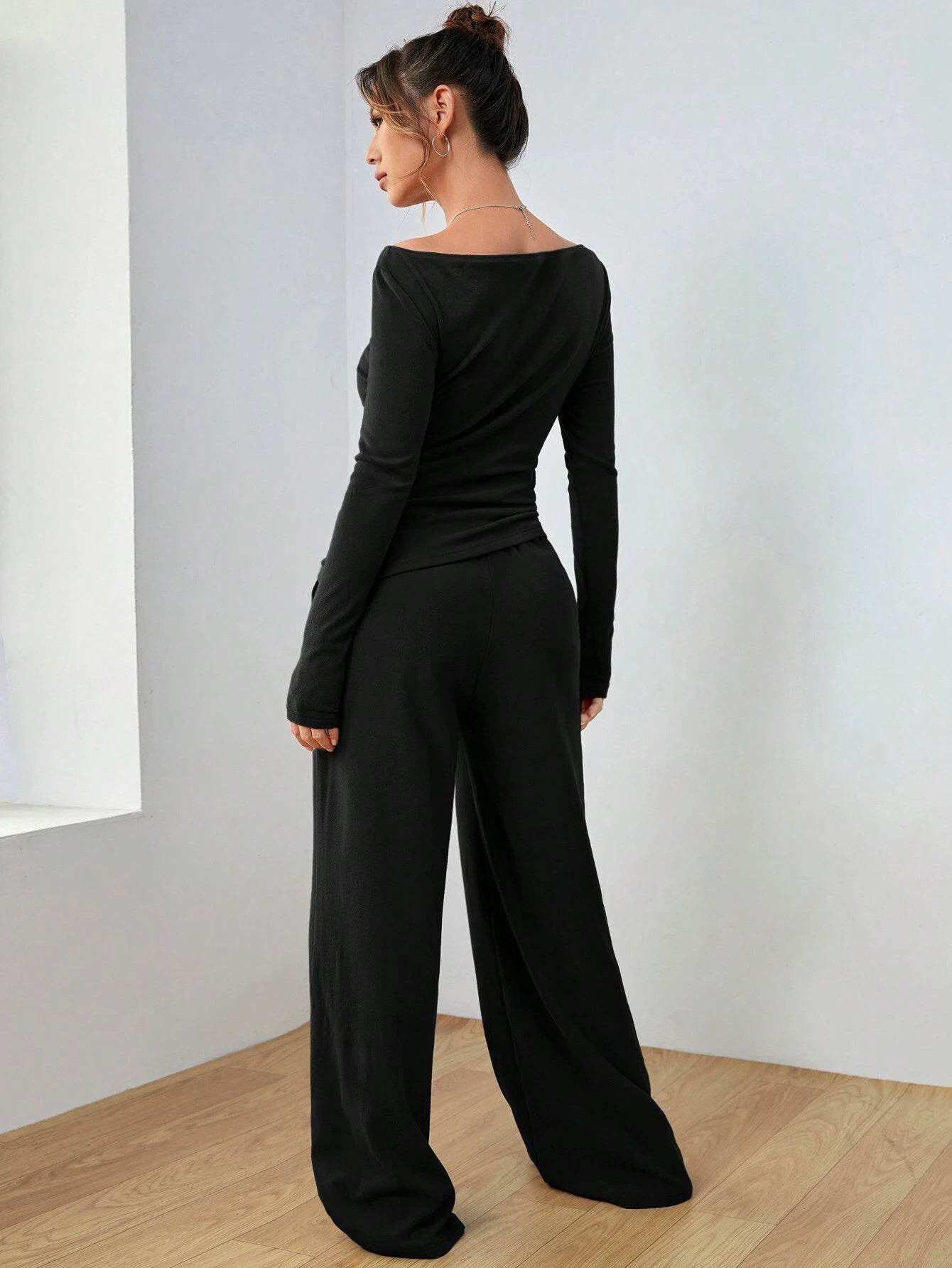 Women´s irregular casual long sleeve jumpsuit-asymmetric and modern touch - Pasha