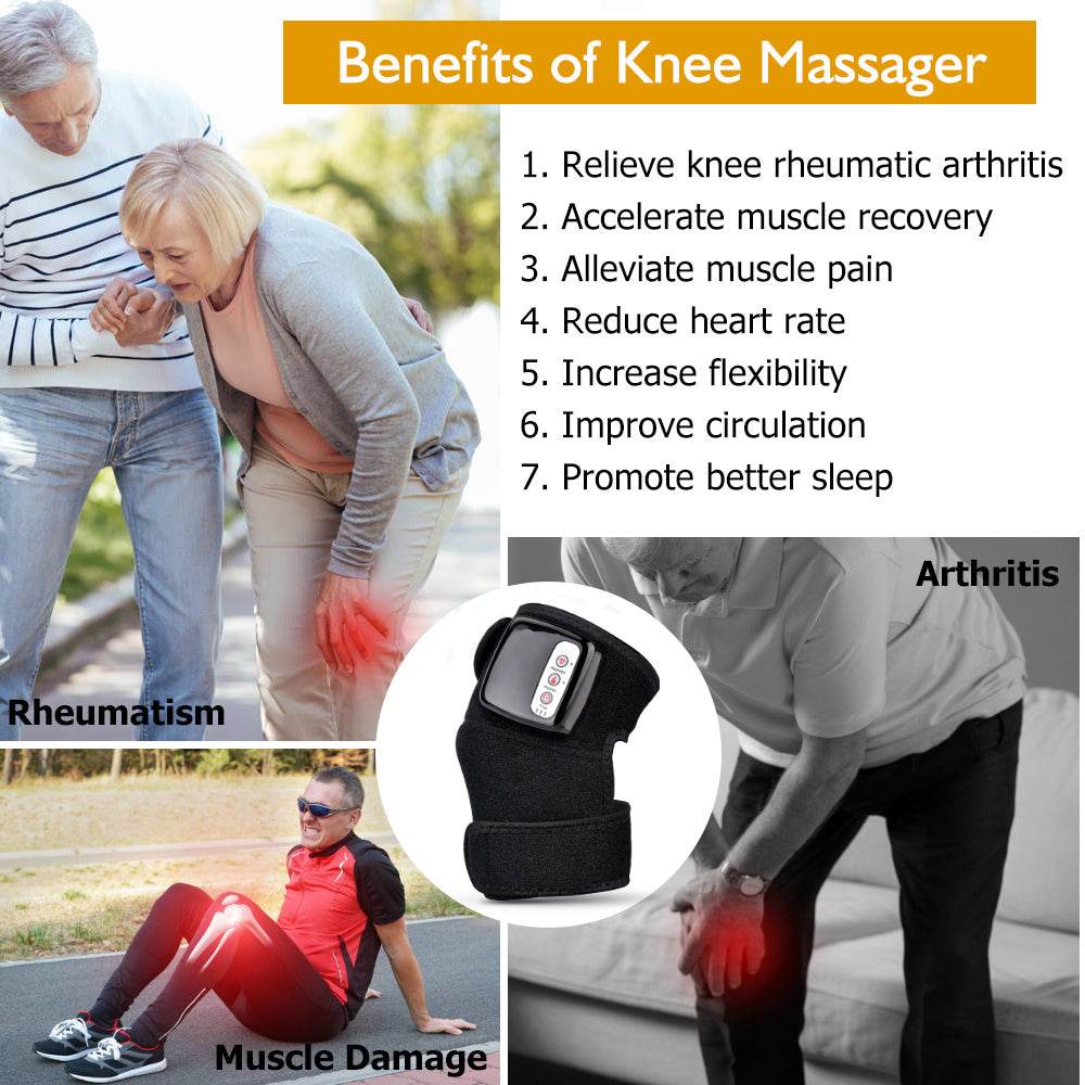 Knee Vibration Massager – Portable Joint & Muscle Pain Relief Device with Heat and Magnet Therapy - Pasha