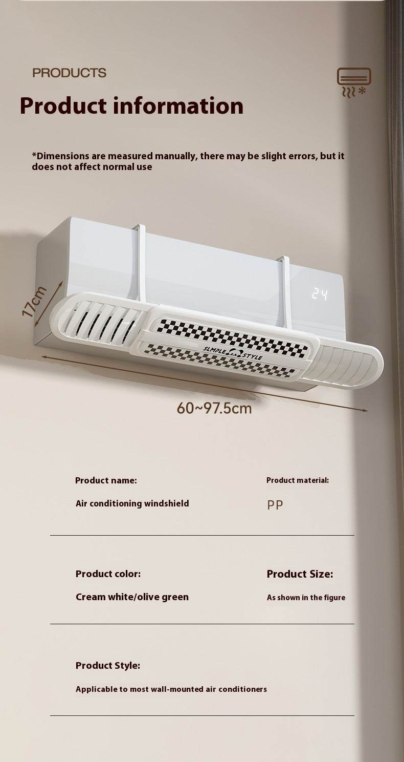 Universal Retractable Wind Deflector for Air Conditioners - Anti-Direct Blast Suspension - Pasha