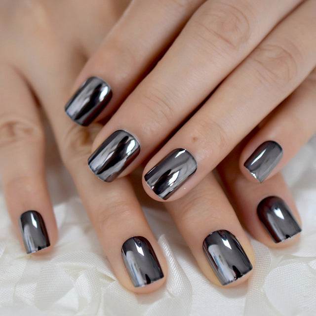 Metallic False Nails for Women – Square Shape - Pasha