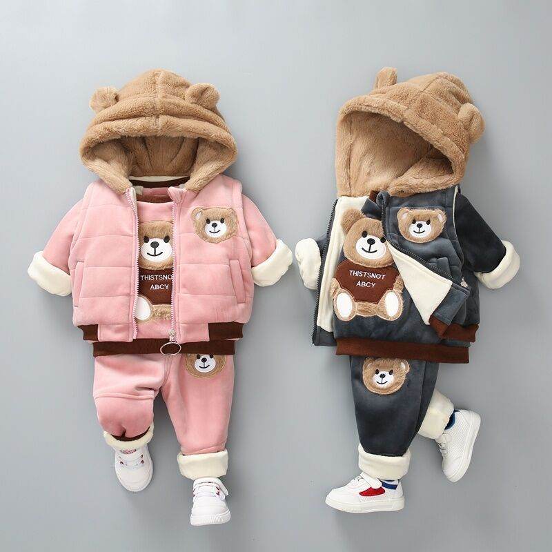 Children’s Double-Layer Plush Fleece 3-Piece Winter Suit – Cozy and Stylish for 1-3 Year Olds - Pasha