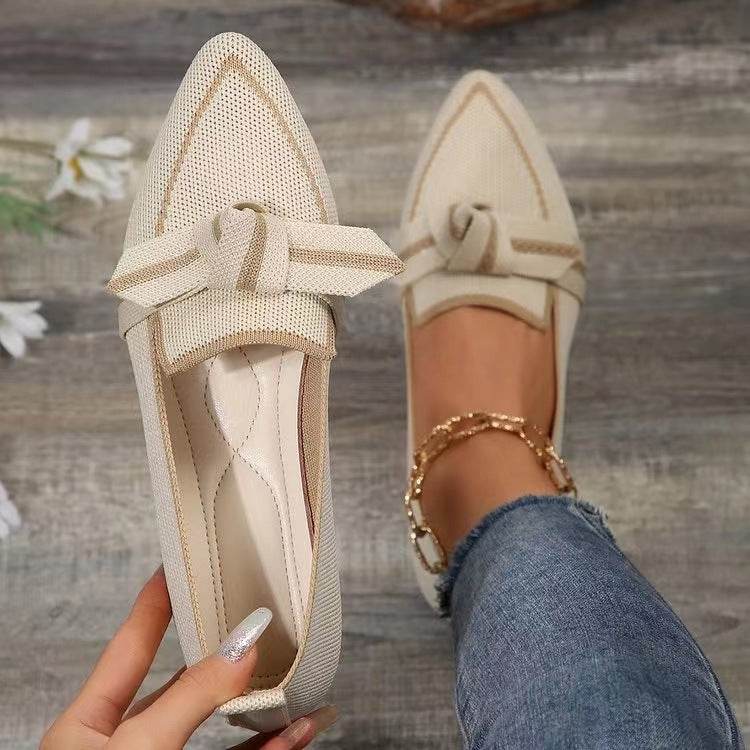 Fashion Pointed Toe Bow Flat Shoes for Women - Pasha