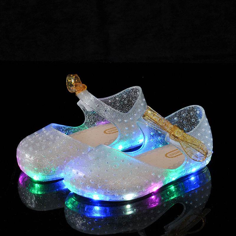 Baby Jelly Glow Shoes with Bow – Cute & Comfortable Toddler Hole Shoes with Velcro Fastening - Pasha