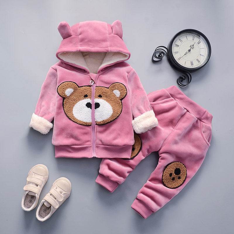 Retro Style Cute Cartoon Pattern Casual Pants Suit – Unisex Hoodie & Pants Set for Kids - Pasha