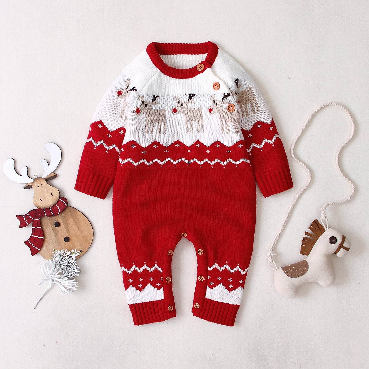Cartoon Christmas Reindeer Baby Romper – Cozy & Stylish Winter Outfit for Boys and Girls - Pasha