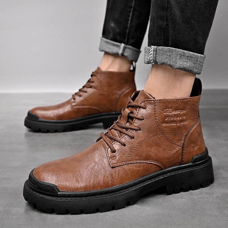 Men's Leather Martin Boots - Pasha