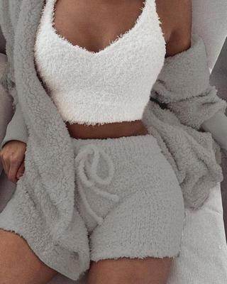 Long Sleeve Crop Top & Shorts Set – Loungewear - Pasha