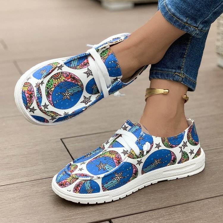 Flat Printed Canvas Shoes for women - Pasha