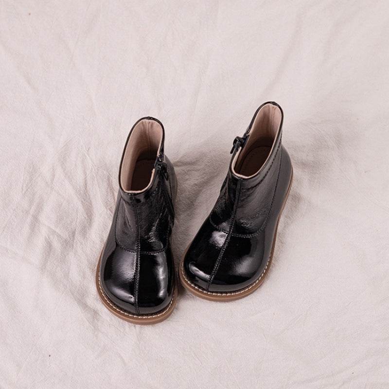 Retro Kids' Boots – Unisex Solid Leather Boots for Boys & Girls with Rubber Sole - Pasha