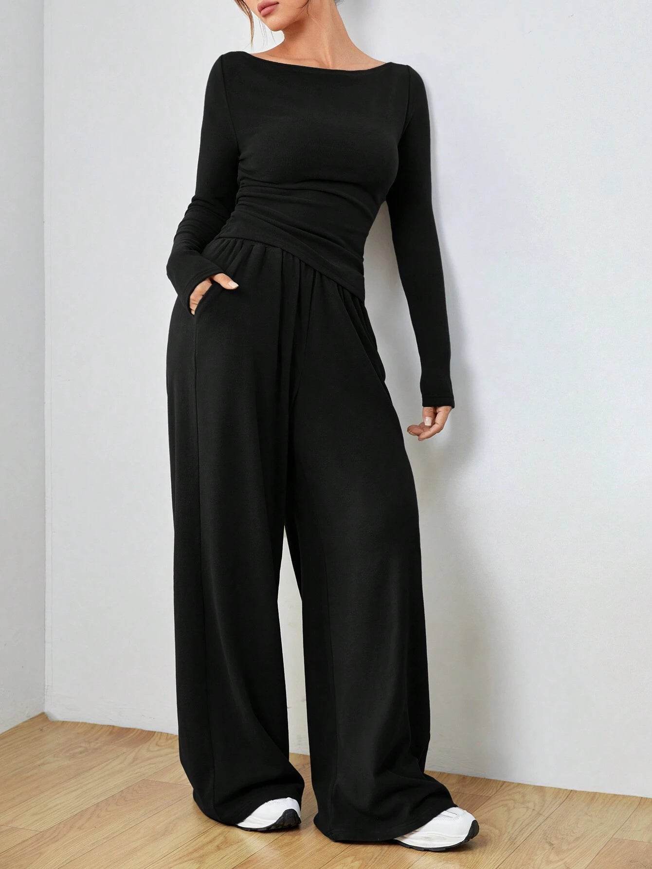 Women´s irregular casual long sleeve jumpsuit-asymmetric and modern touch - Pasha