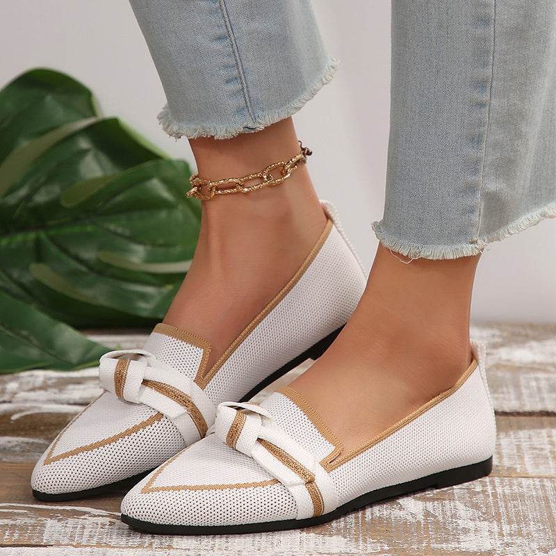 Fashion Pointed Toe Bow Flat Shoes for Women - Pasha