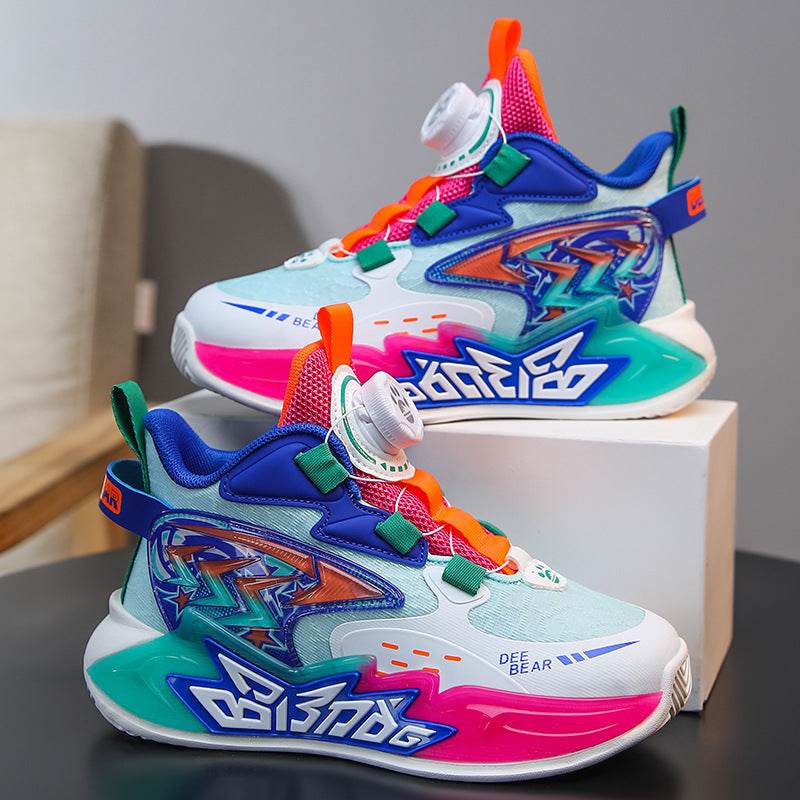 Mesh Breathable Running Mid Size Kids' Spin Dunk Basketball Shoe - Pasha