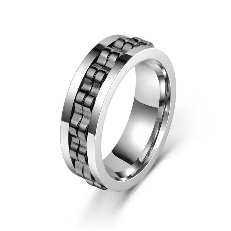 Stylish Titan Steel Anti-Anxiety Fidget Ring – Unisex Spinning Stress Relief Jewelry - Pasha