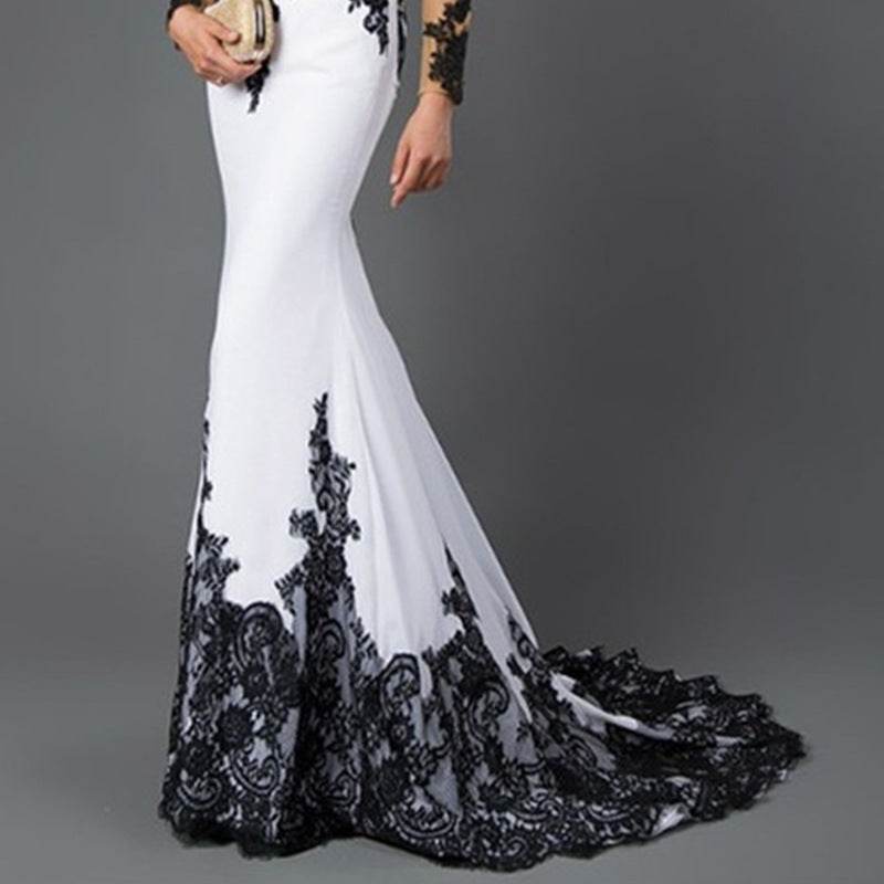 Embroidered Lace Maxi Dress With Fishtail Slim Tail - Pasha