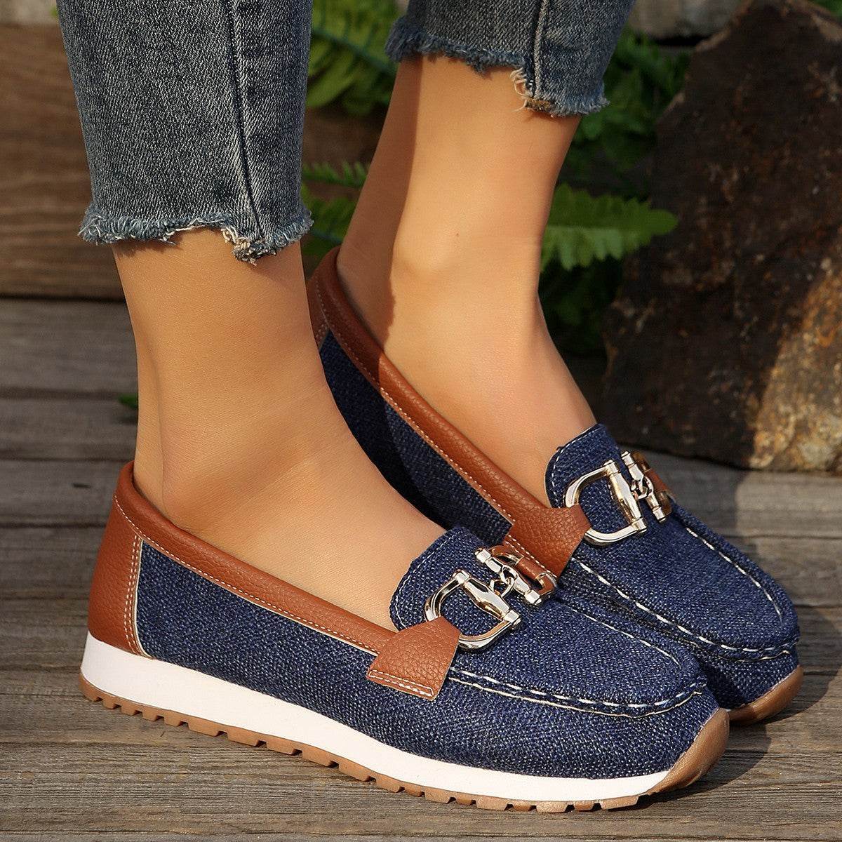 Summer Metal Buckle Flat Casual Pumps - Pasha
