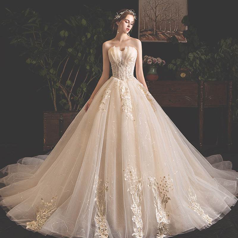 Romantic Mori Wedding Dress – Summer Tube Top Gown - Pasha