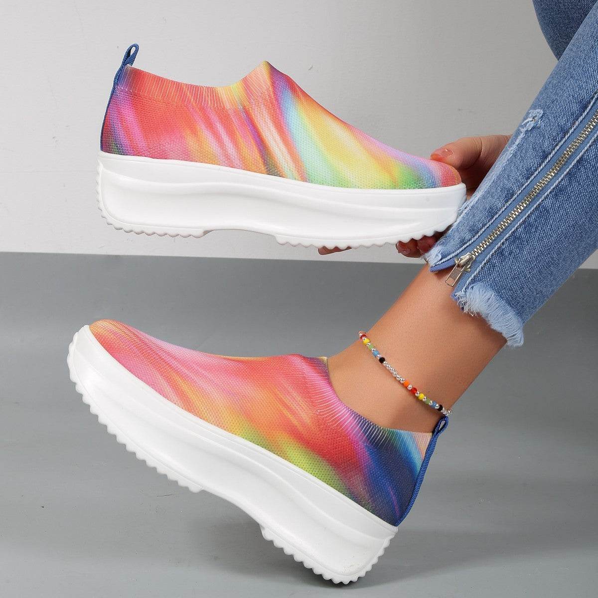 Extreme Printed Platform Color Gradient Flyknit Sneakers for women - Pasha