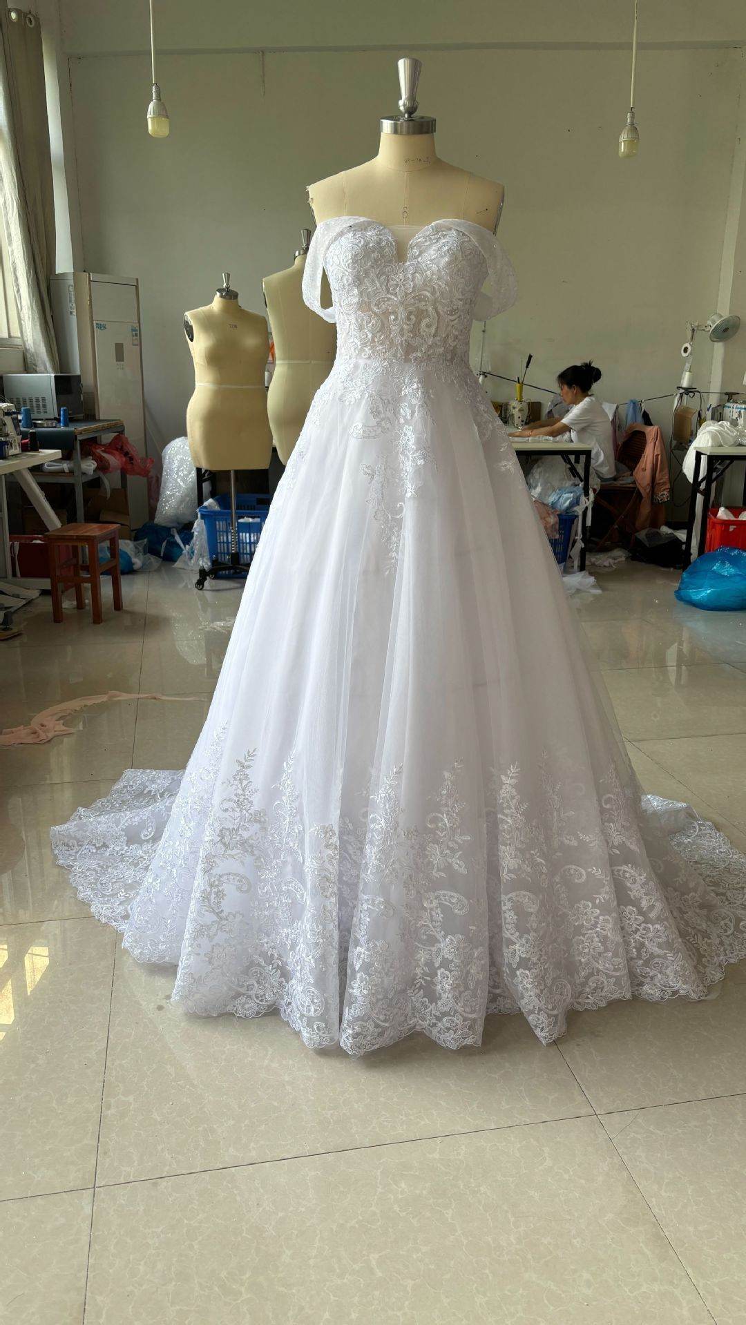 Off Shoulder Wedding Dress – Elegant Court Style - Pasha
