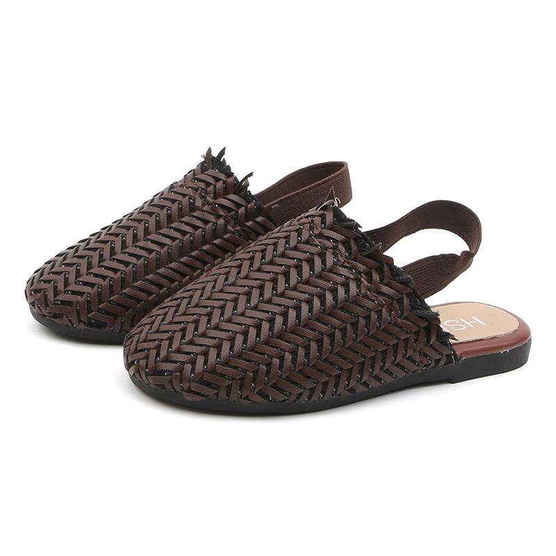 Girls Retro Casual Woven Sandals – Breathable and Non-Slip Sandals for Kids - Pasha