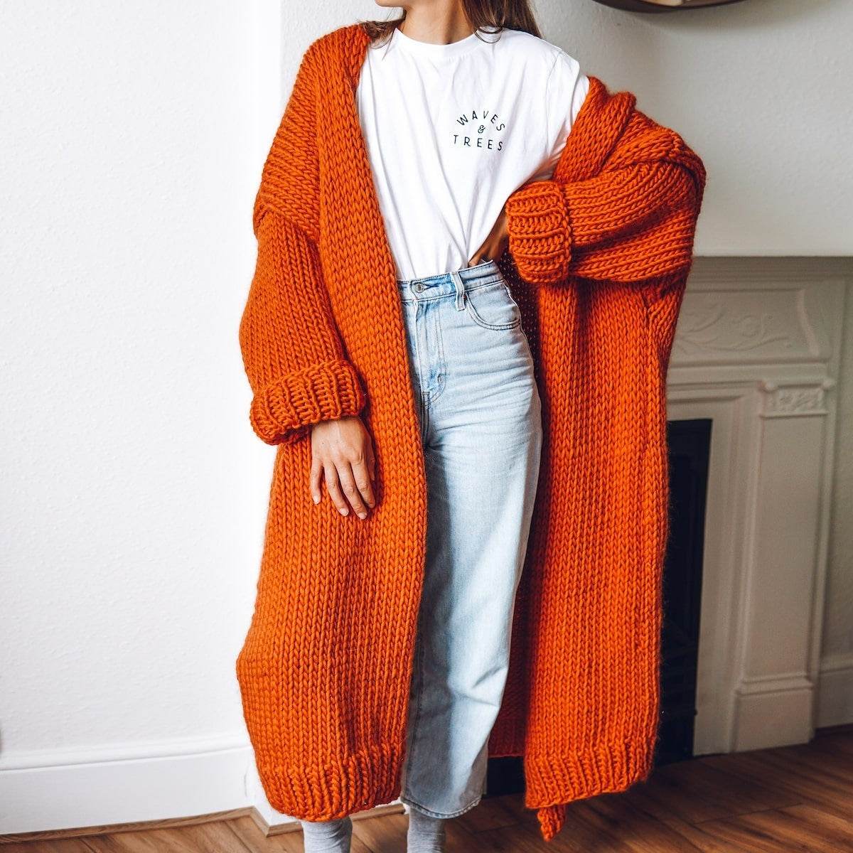 New Foreign Trade Women's Cardigan Knitting Mid-length Coat Sweater - Pasha