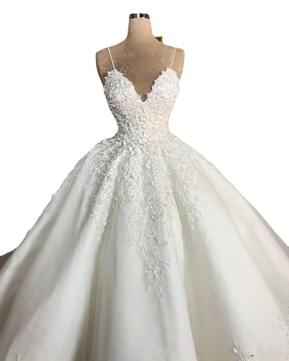 Lace Deep V-Neck Wedding Dress – Sexy Bridal Gown - Pasha