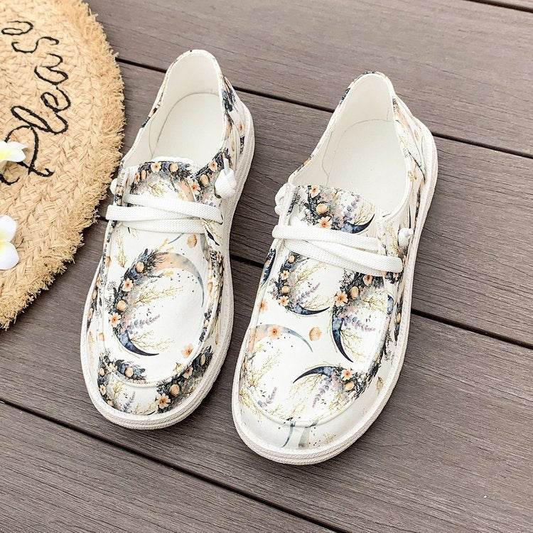 Flat Printed Canvas Shoes for women - Pasha